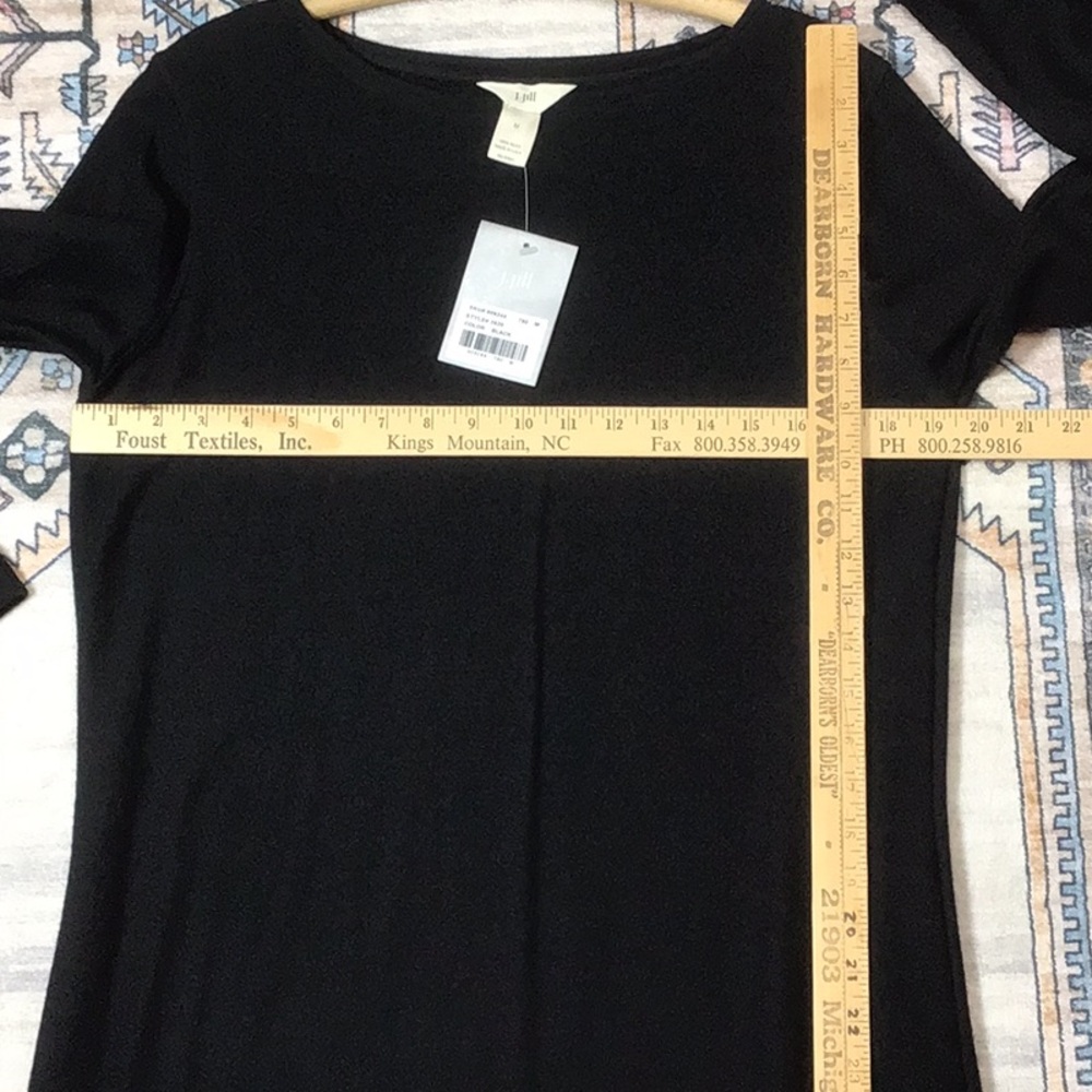 🆕 J. Jill Black Lightweight Wool Bell Sleeves Scoop Neck Sweater Dress Sz.M - Picture 8 of 11